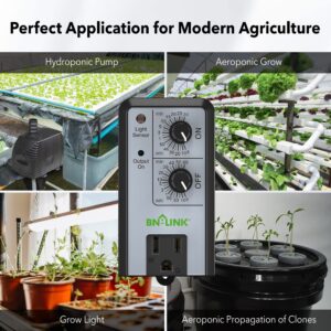 BN-LINK Short Period Repeat Cycle Intermittent Timer, Interval Timer - Day, Night, or 24 Hour Operation, Photocell Light Sensor Dusk to Dawn for Hydroponics Aquaponics Aeroponics