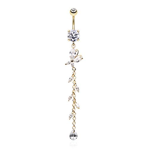 WildKlass Jewelry Golden Butterfly Gem Sparkle Belly Button Ring