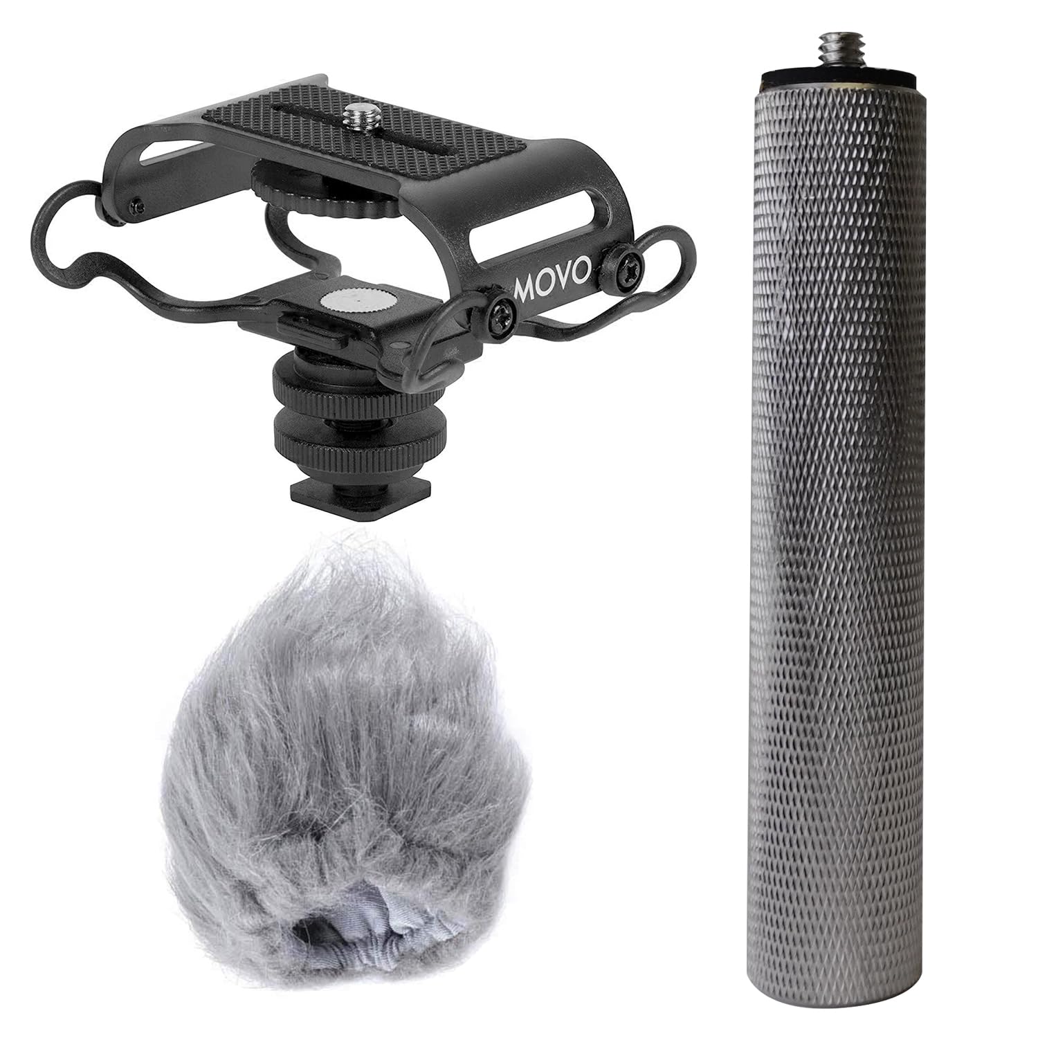 Movo AEK-Z4 Handy Portable Recorder Accessory Kit with Mic Grip, Shock Mount, and Deadcat Windscreen for Zoom H1n, H2n, H4n, H5, H6, DR-40X, DR-05X, DR-07X, DR-22WL, DR100MKIII