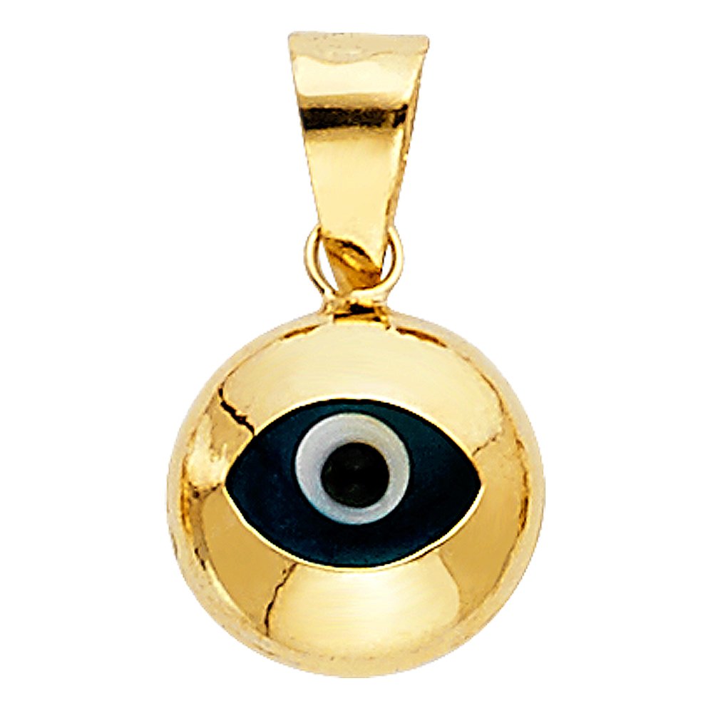 14k REAL Yellow Gold Evil Eye Charm Pendant