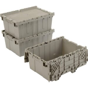 Global Industrial Distribution Container With Hinged Lid, 21.9x15.3x9.7, Gray