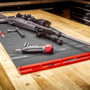 Real Avid Universal Smart Mat - 43x16”, Large Gun Cleaning Mat With Integrated Red Parts Tray, Gun Oil Resistant, Non-Slip, Padded Cleaning Mat, Great Rifle Cleaning Mat for Gun Cleaning Kits,charcoal