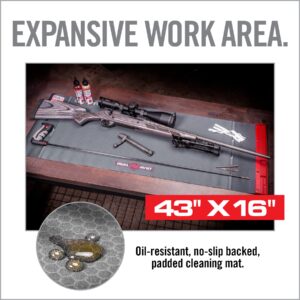 Real Avid Universal Smart Mat - 43x16”, Large Gun Cleaning Mat With Integrated Red Parts Tray, Gun Oil Resistant, Non-Slip, Padded Cleaning Mat, Great Rifle Cleaning Mat for Gun Cleaning Kits,charcoal