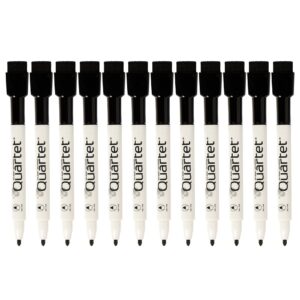 Quartet Dry Erase Markers, Whiteboard Markers, Fine Tip, ReWritables, Mini, Magnetic, Black, 12 Pack (48170)