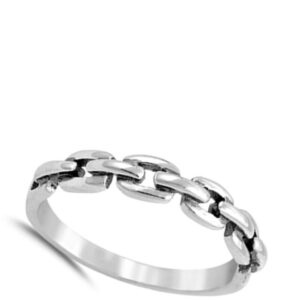 Curb Chain Link Design Ring New .925 Sterling Silver Band Size 9