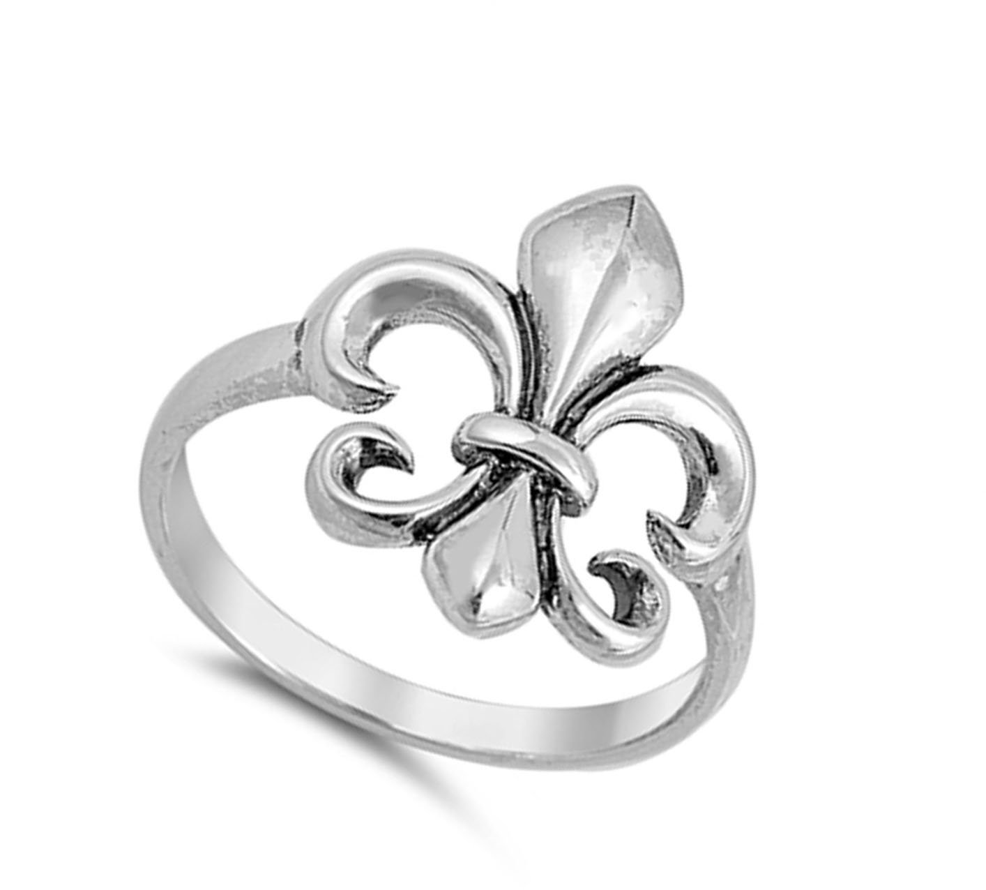 Fleur De Lis Cute Ring New .925 Sterling Silver Band Size 6