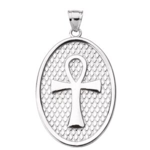 egyptian ankh cross engravable in sterling silver oval pendant