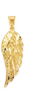 religious jewelry 10k yellow gold textured single angel wing charm pendant