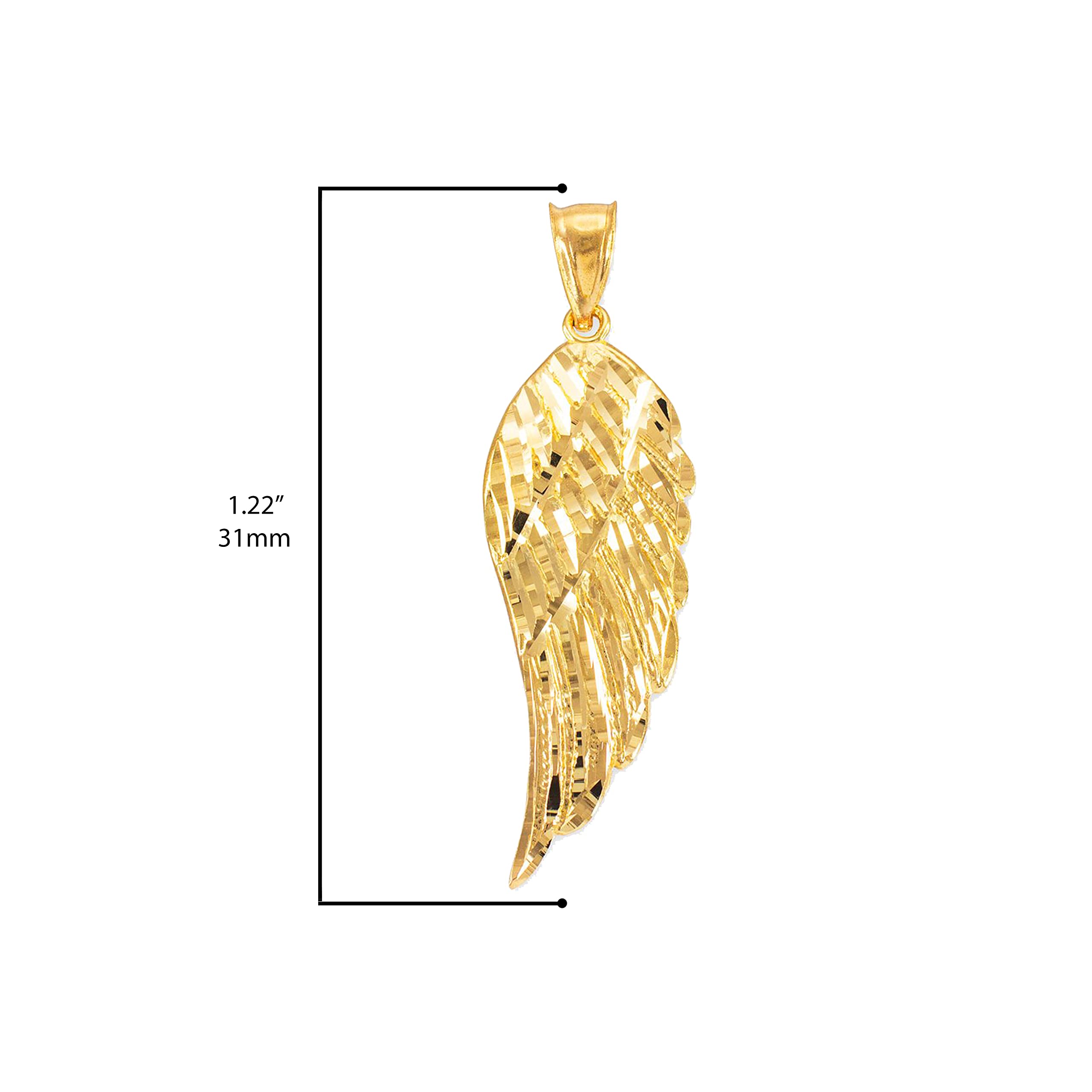 Religious Jewelry 14K Yellow Gold Textured Single Angel Wing Charm Pendant