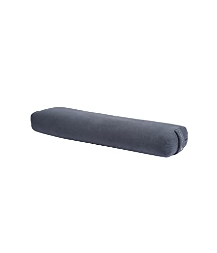 Manduka Yoga Lean Bolster Pillow - Firm, Removable eQua Cover, Easy Carry Handle - Thunder Grey, 27" x 7" x 3.25"