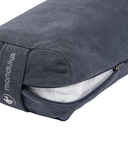 Manduka Yoga Lean Bolster Pillow - Firm, Removable eQua Cover, Easy Carry Handle - Thunder Grey, 27" x 7" x 3.25"