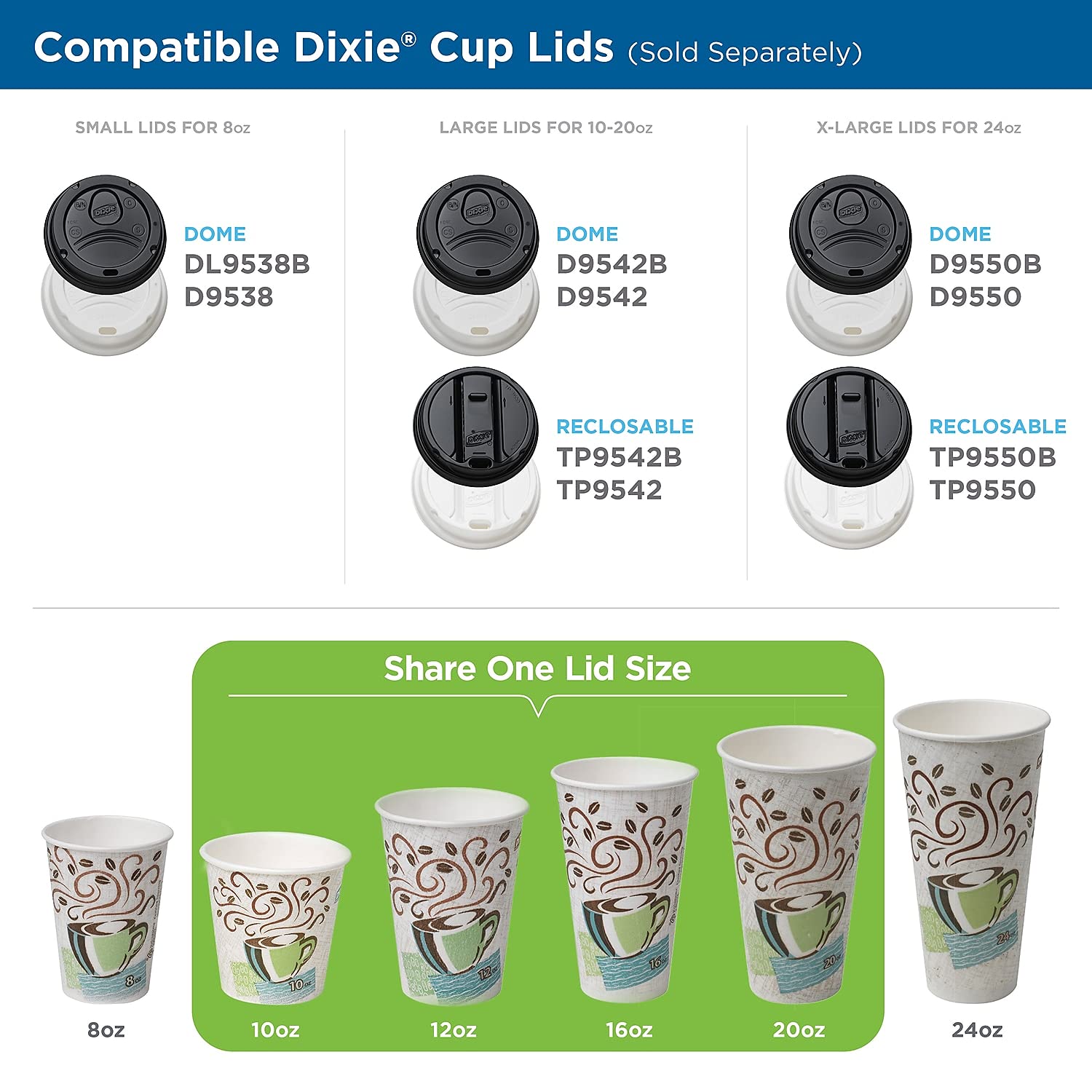 Dixie Hot Cups, Paper, 12oz, Coffee Dreams Design, 50/Pack