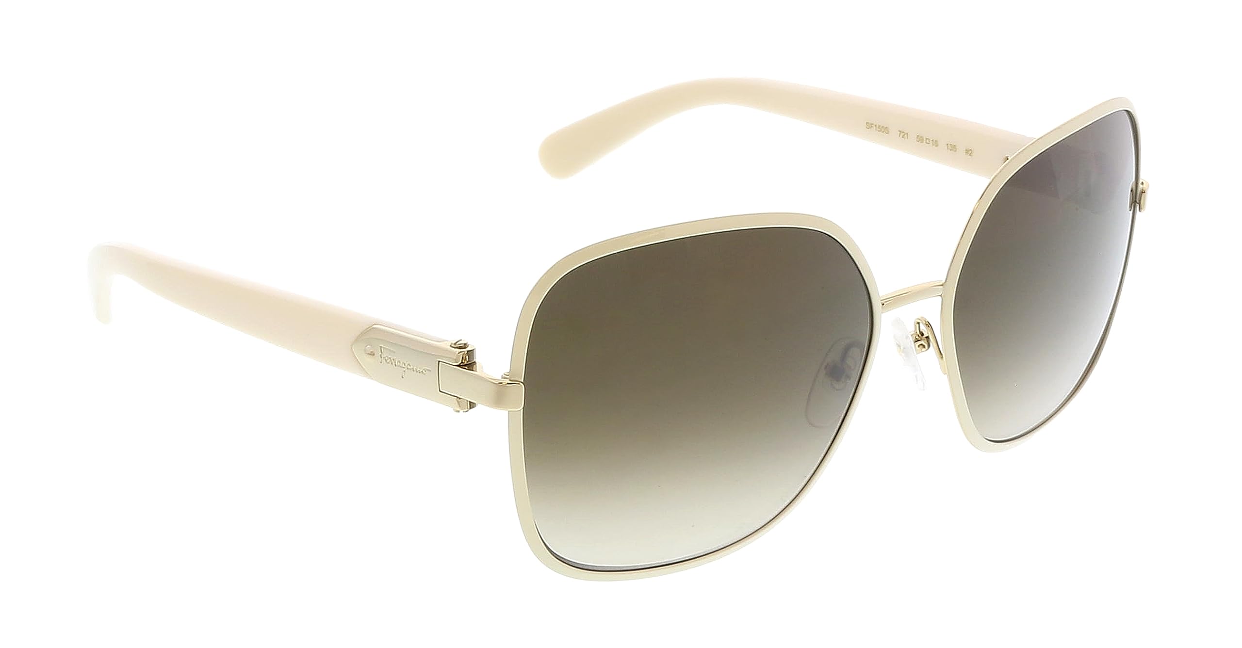 FERRAGAMO Women's Buckle Sunglasses, Ivory/Brown, 59