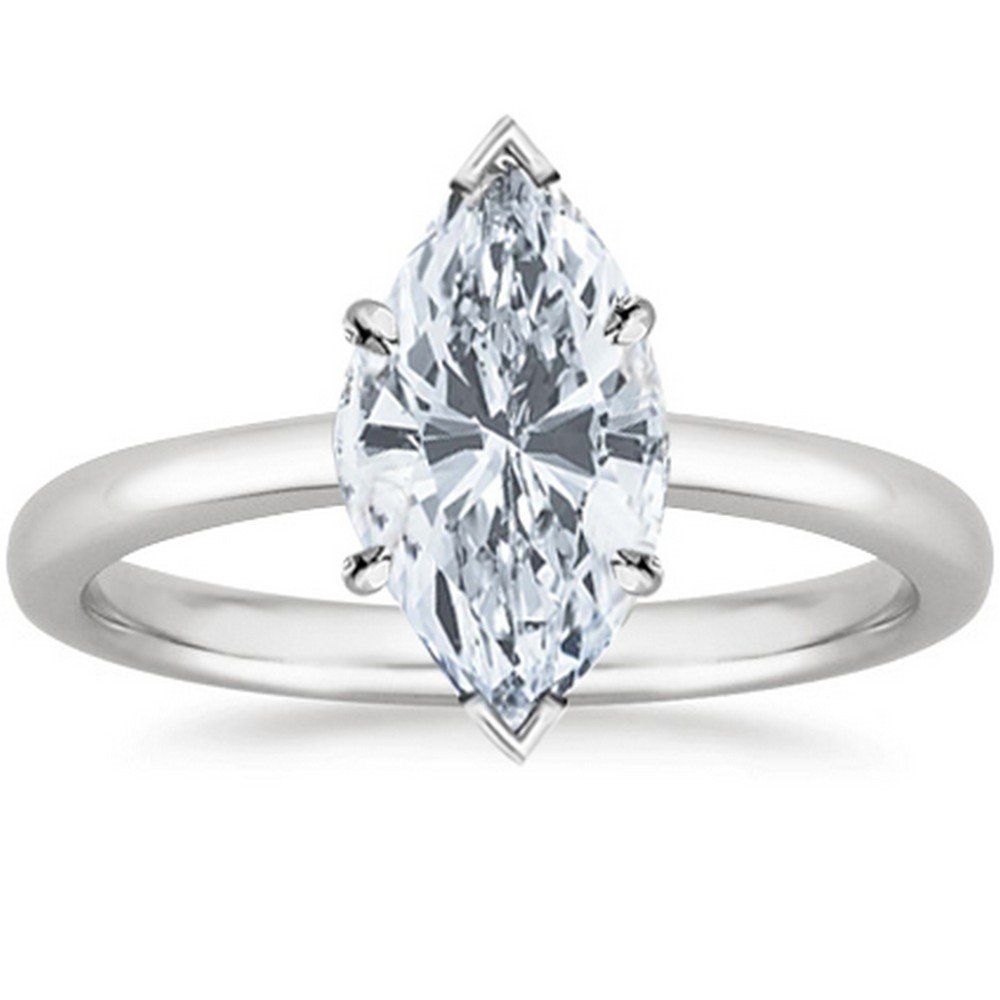 0.5 Carat Marquise Cut Solitaire Diamond Engagement Ring (D Color SI2 Clarity Center Stones)