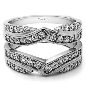 twobirch sterling silver infinity bypass engagement ring guard with cubic zirconia (3/4 ct., size 6)