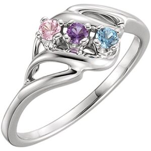 GNGJewel Mothers Ring 3, 4, or 5 Birthstones 10k White or Yellow Gold