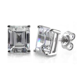 berricle sterling silver cubic zirconia cz fashion stud earrings for unisex, rhodium plated 9mm x 7mm