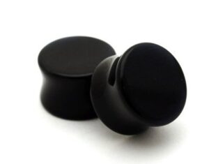 mystic metals body jewelry black agate stone plugs - 7/16 inch (11mm) - sold as a pair