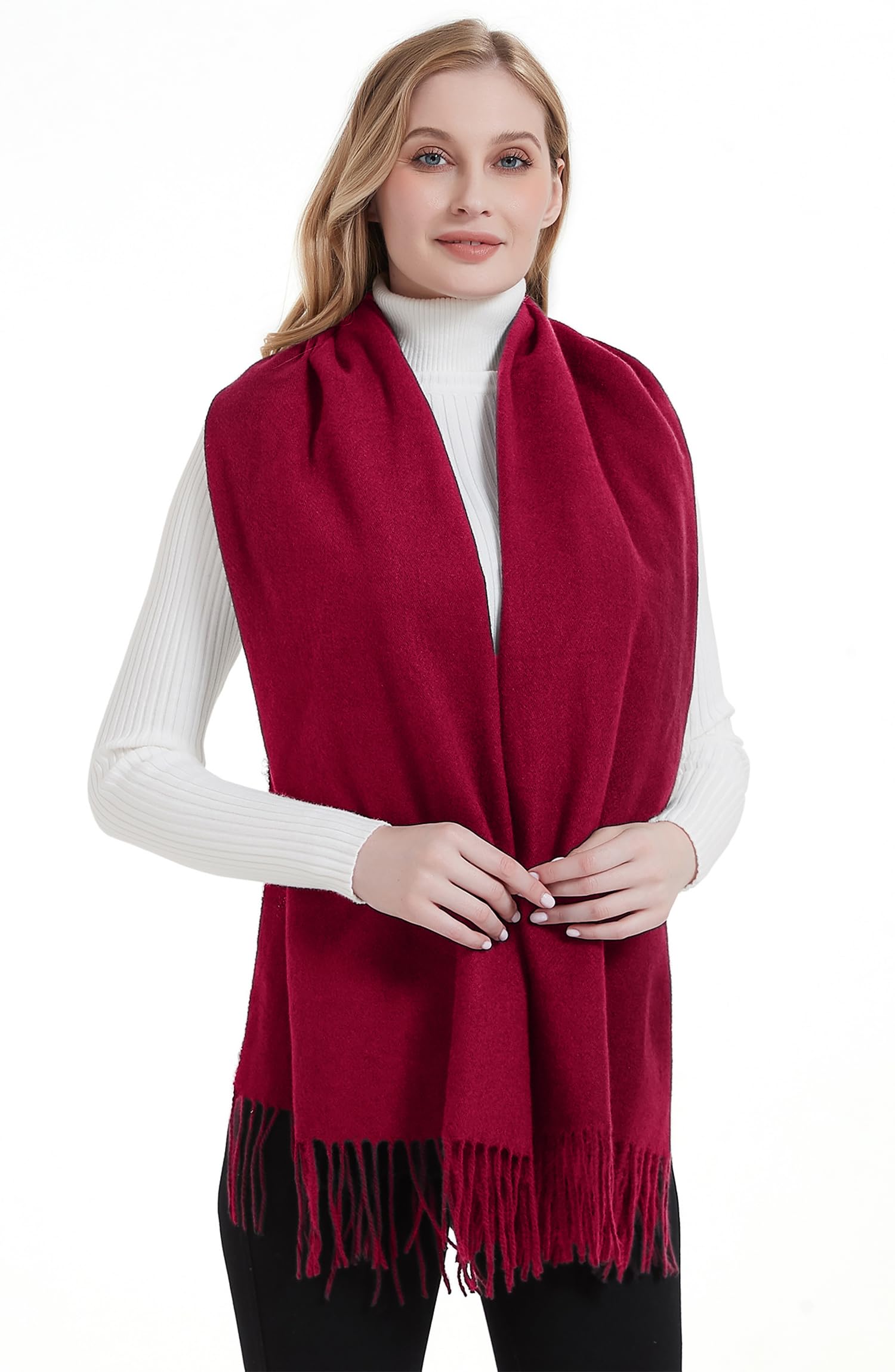 Landisun Scarf for Women Women Winter Scarf-Shawl Wraps Christmas Scarf Winter Scarf for Women Bridesmaid Wedding Bridal Scarf-Burgundy