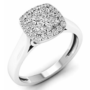 dazzlingrock collection 0.50 carat (ctw) 14k white diamond ladies cluster engagement ring 1/2 ct, white gold, size 6