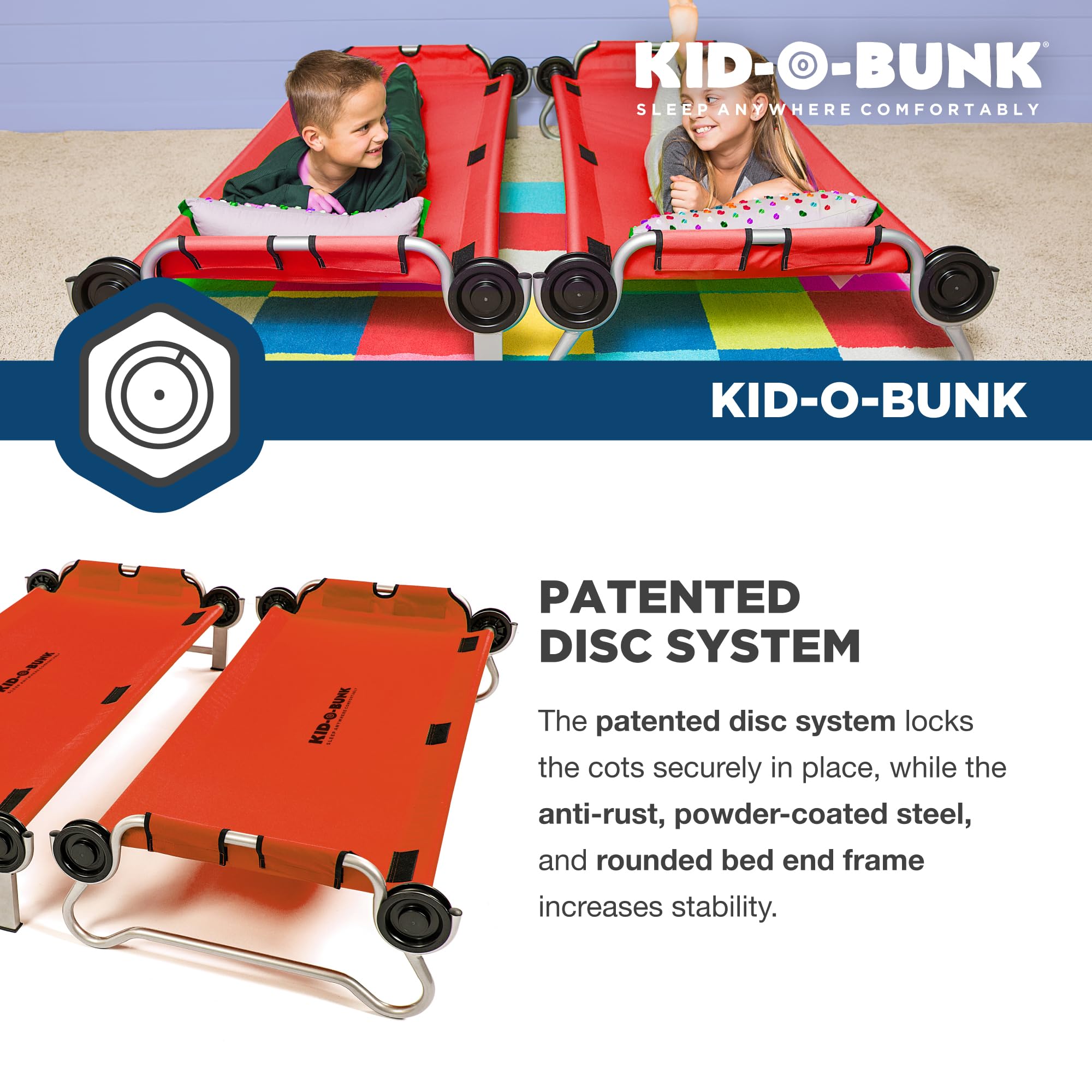 Disc-O-Bed Kid-O-Bunk with 2 Side Organizers, Red