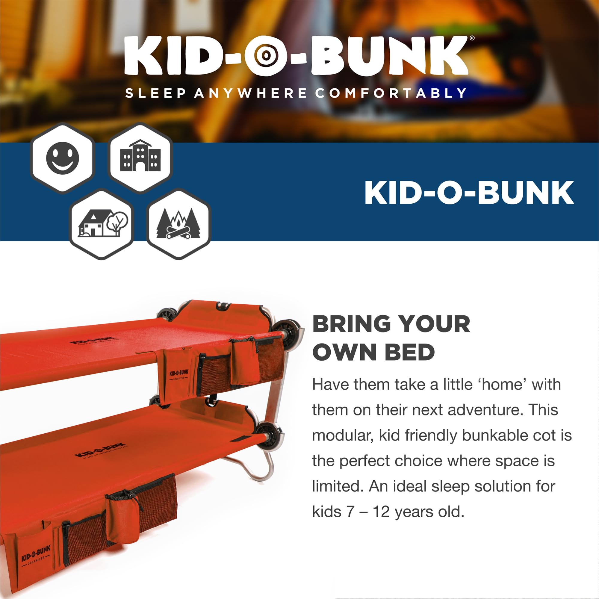 Disc-O-Bed Kid-O-Bunk with 2 Side Organizers, Red