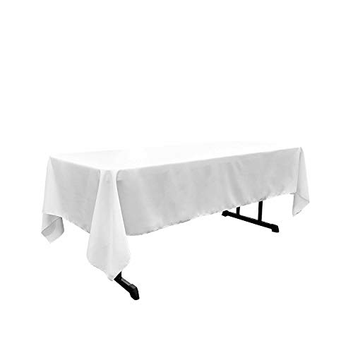 New Creations Fabric & Foam Inc, 60" Wide x 144" Long Rectangular Polyester Poplin, Party/Wedding Decoration Tablecloth, White