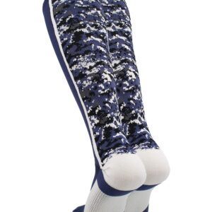 TCK Digital Camo OTC Socks (Navy/White, Large)