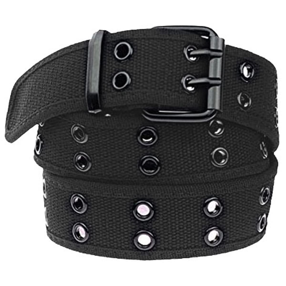 moonsix Canvas Web Belts for Men,Solid Color Casual Double Hole Grommet Belt,Black