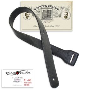 walker & williams xl-60 black guitar strap extender lengthens w&w straps up to 60" for acoustic, electric, and bass guitar straps