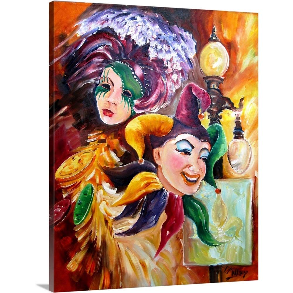 CANVAS ON DEMAND Mardi Gras Canvas Wall Art Print by Diane Millsap, Home Decor, Costume Artwork, 24"x30"