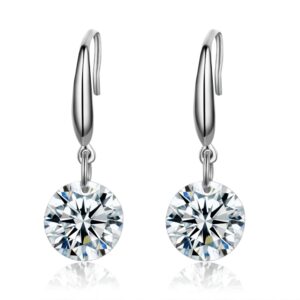 SBLING Platinum-Plated Sterling Silver Drop Earrings Made with Austrian Crystals