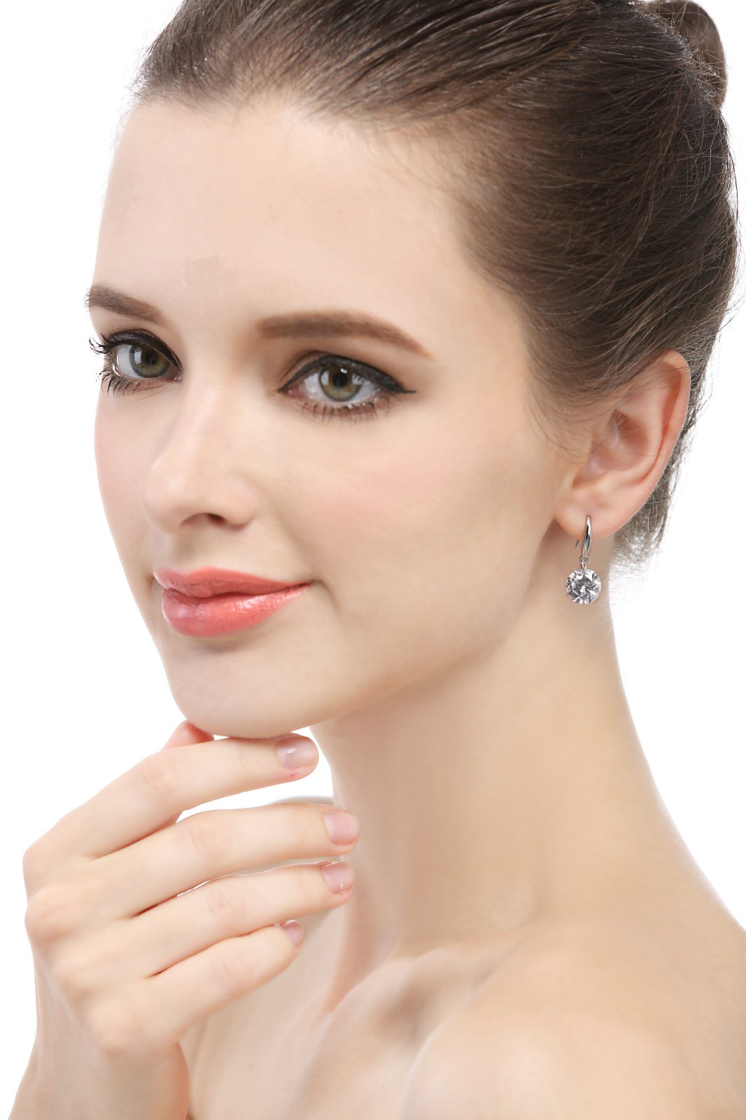 SBLING Platinum-Plated Sterling Silver Drop Earrings Made with Austrian Crystals