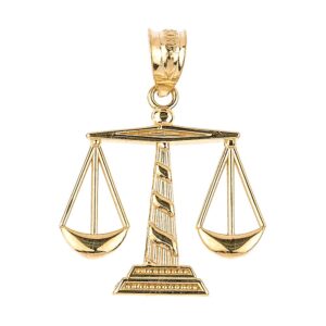 10k yellow gold scales of justice necklace pendant