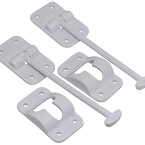 Hamilton Bowes 2 Pack: RV T-Style Door Holder Catch 6" for Latch Holder Camper Trailer Cargo Hatch White