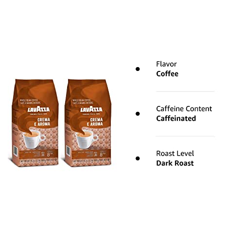 Lavazza Crema e Aroma - dark roast Coffee Beans, 2.2-Pound Bag - Pack of 2