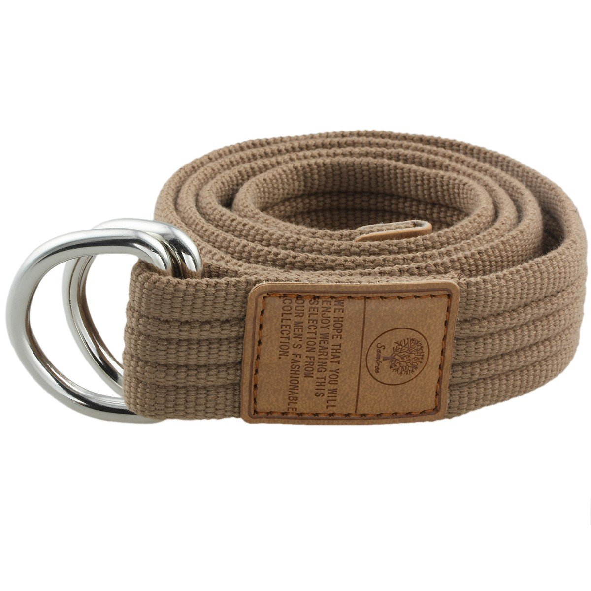 moonsix Canvas Web Belts for Men, Military Style D-ring Buckle Men's Belt, Khaki