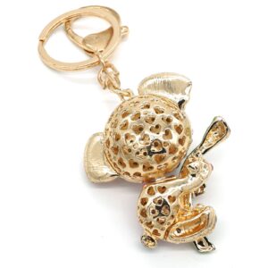 Cooplay Cute Lovely Koala Bear Animal Diamond Crystal Rhinestone Gold Crystal Keychain Charm Pendent Beautiful Accessories the Best Gift for Girl Women Purse Handbag Bag Keyrings (Purple)