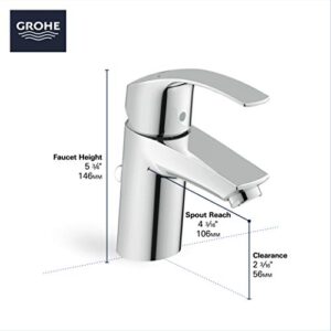 Grohe 3264200A Eurosmart New Single-Handle Single-Hole Bathroom Faucet, 1.2 GPM, Starlight Chrome