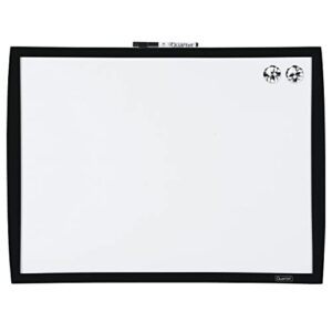 quartet magnetic whiteboard, 17" x 23" small white board for wall, dry erase board for kids, perfect for home office & home school supplies, 1 mini dry erase marker, 2 magnets, black frame (34608-bk)