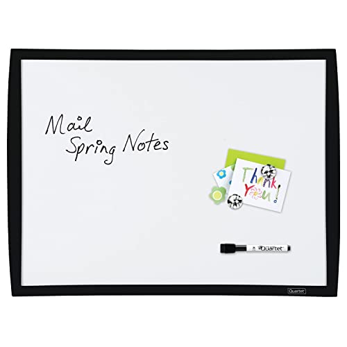 Quartet Magnetic Whiteboard, 17" x 23" Small White Board for Wall, Dry Erase Board for Kids, Perfect for Home Office & Home School Supplies, 1 Mini Dry Erase Marker, 2 Magnets, Black Frame (34608-BK)