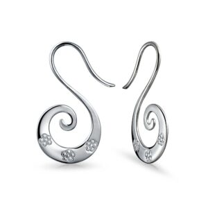 boho artisan tribal flower blossom swirl wire spiral pull through hoop threader earrings for women for teen .925 sterling silver