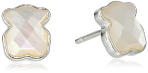 tous jewelry "icon black and white" sterling silver with mini mother-of-pearl bear stud earrings