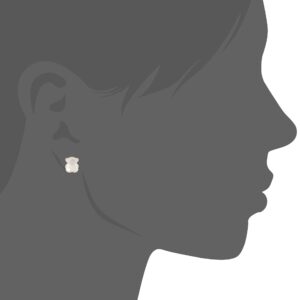 TOUS Jewelry "Icon Black and White" Sterling Silver with Mini Mother-of-Pearl Bear Stud Earrings