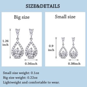 GULICX Dazzling Silver Plated Base Clear Round Cut Flawless CZ Cubic Zirconia Crystal White Drop Earrings