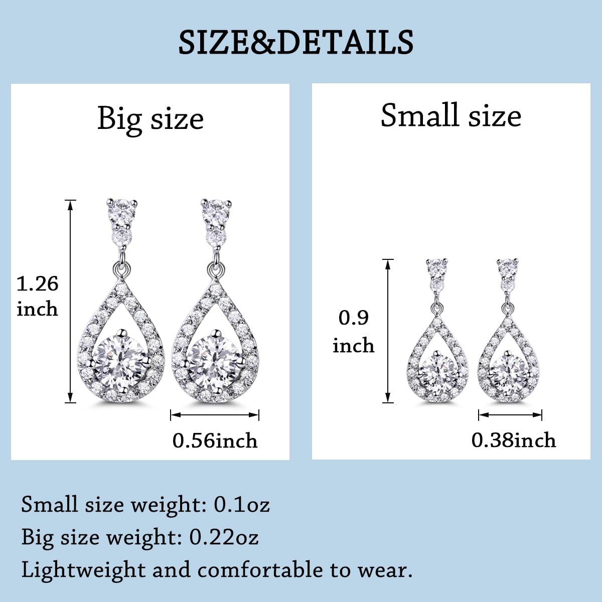 GULICX Dazzling Silver Plated Base Clear Round Cut Flawless CZ Cubic Zirconia Crystal White Drop Earrings