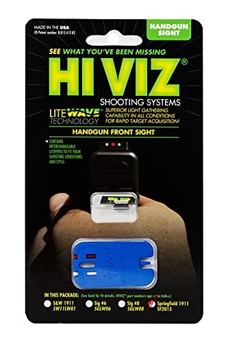 HiViz Springfield Armory 1911 Lite Wave Front Sight Handgun, Green, Red & White, One Size (SF2015)