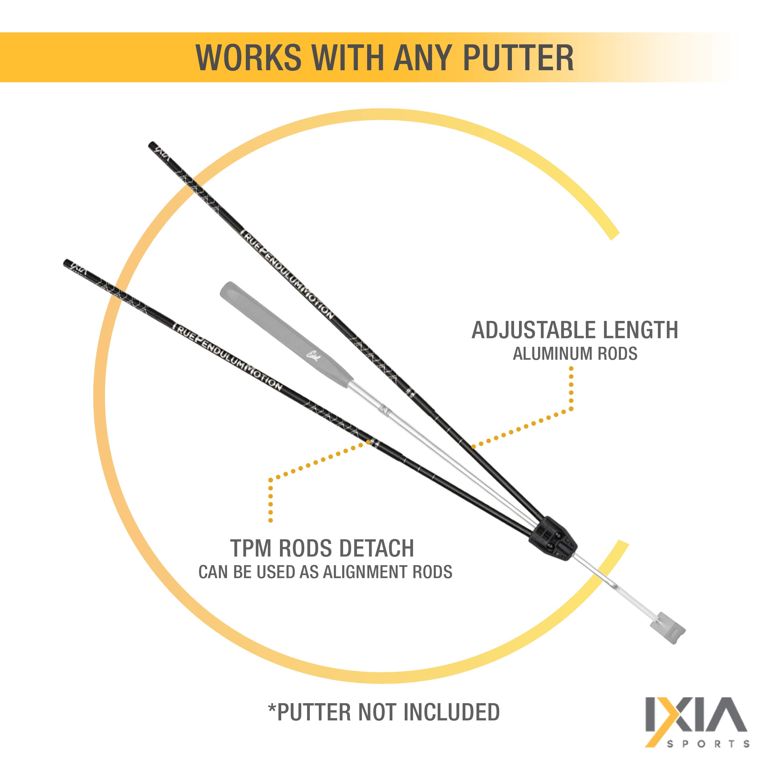 IXIA Sports - True Pendulum Motion (TPM) - Golf Putting Training Aid - Universal Tool for Adults, Kids, Juniors, Men, Women, Gift, Putter, Golf Channel School of Golf, Attaches to Any Putter Shaft