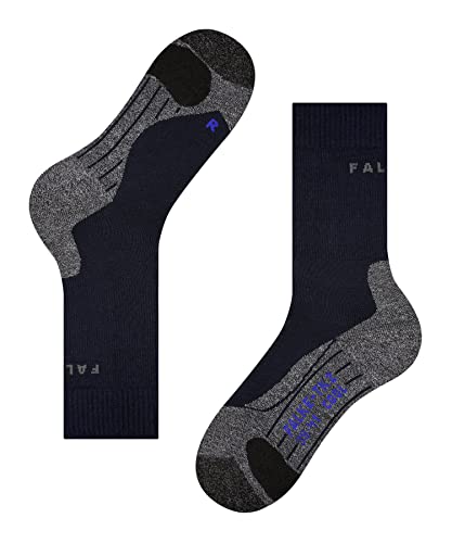 FALKE Men's TK2 Explore Cool Hiking Socks, Mid Calf, Medium Padding, Athletic, Breathable Quick Dry, Cooling, Lyocell, Blue (Marine 6120), 9-10, 1 Pair