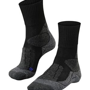 FALKE Men's TK1 Adventure Cool Hiking Socks, Crew, Thick Padding, Cooling, Athletic, Breathable Quick Dry, Lyocell, Black (Black-Mix 3010), 12.5-13.5, 1 Pair